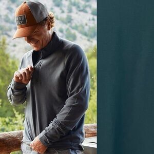 Free Fly Teal Bamboo Heritage Fleece Quarter Zip Men's XL Casual Outdoor